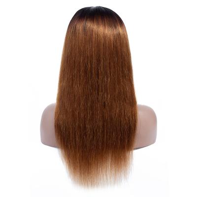 China Ombre Color 1b/30 4x4 Lace Closure Wig Brazilian Straight Hair Lace Front Wig Pre Plucked 180% Density Best Seller Hair Medium Piece for sale