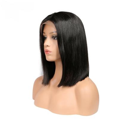 China Natural Hairline Bleached Knot Virgin Peruvian Hair Silky Straight Baby Hair Straight 13x6 Lace Front Human Hair Wigs With Lace for sale