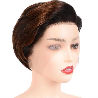 China Straight 8 Inch 1B/33 Short Ombre 13x4 Blonde Lace Front Human Hair Wigs 100% Brazilian Straight Hair 150% Density Pre Plucked Hairline for sale