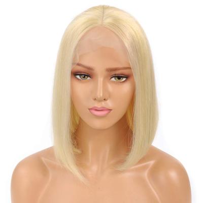 China Blonde 613 Silky Straight Short Hair Bob Wig Brazilian Straight Human Wave Full Lace Wig For Women Natural Hairline Color With Baby Hair for sale