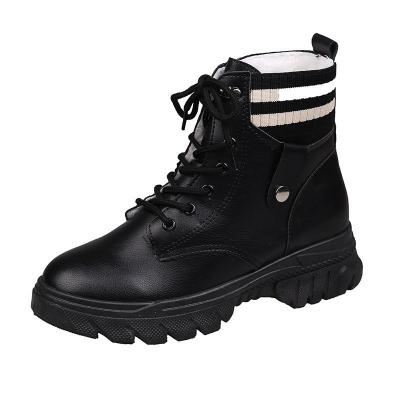 China 2021 Usb Women's Winter Snow Boots Short Tube Plus Velvet Thick Bottom Height Increase Cotton Inner Shoes for sale