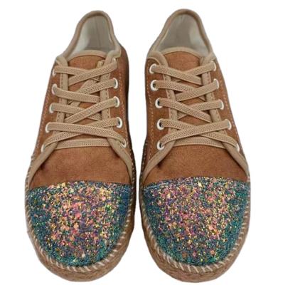 China Fashion trend new 2021 autumn leisure chiffon cake wiggle bottom sequined single shoe lace up fisherman thick-soled women's shoes for sale