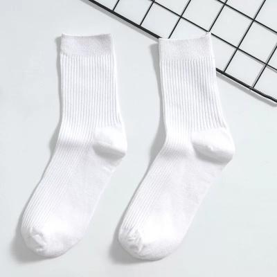 China 2021 New QUICK DRY 100% Cotton Professional Customer Wholesale Double Needle Stripe Men's Socks Running White Solid Cotton Socks for sale