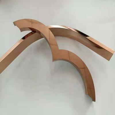 China Custom Curved Decorative Mirror Strip Stainless Steel Metal Profile Ceiling Door Profile Modern Trim for sale