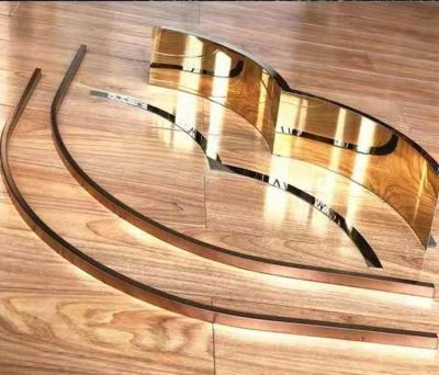 China Modern Decorative Trim Ceiling Profile Stainless Steel Strip 8K Curved Mirror Rose Metal Gold Custom Profile for sale