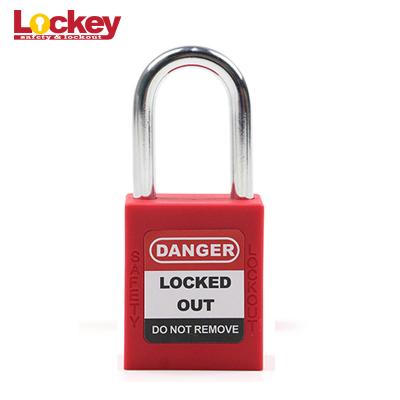 China ABS Steel Nylon Plastic Body 76mm Labor Safety Lockout Padlock China Lockey Safety 38mm Shackle Lock Safe With Master Key for sale