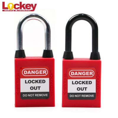 China 38mm Steel Nylon Dustproof Plastic Lockout Shackle Safety Padlock Security Lockout Shackle Dustproof Padlock for sale