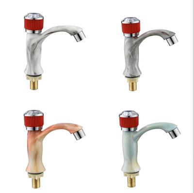 China Metered Faucets Jade Decorative Pattern Plastic Basin Faucet ABS Bathroom Sink Faucet for sale