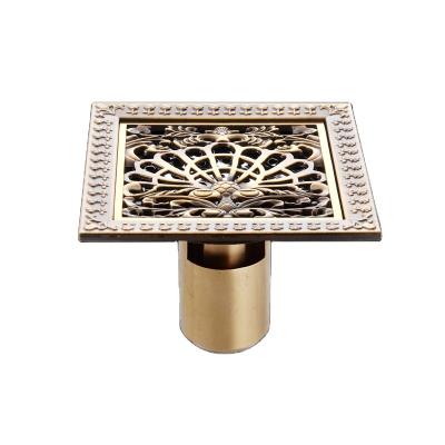 China Traditional European Style Floor Drain Antique Inserted Bronze Shower Brass Floor Drain for sale