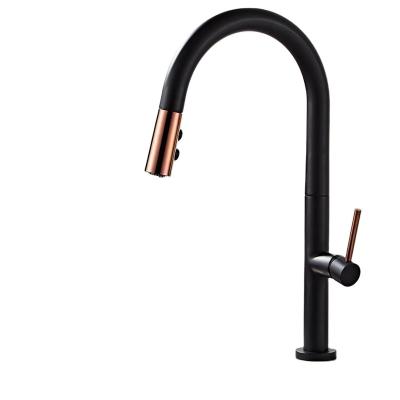 China Thermostatic Faucets Black White Kitchen Faucet 360Ronating Pull Out for sale