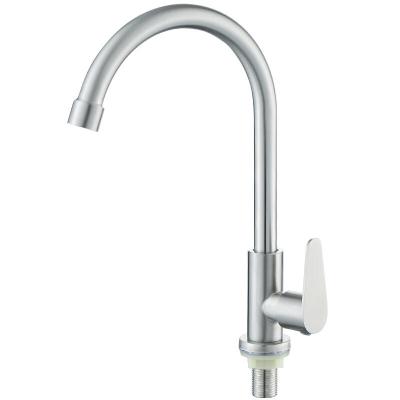 China Single Sense Faucets Stainless Steel Handle Kitchen Basin Tank Cold Water Faucet for sale