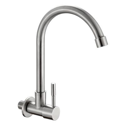 China Sense Faucets Outdoor Cold Water 304 Stainless Steel Wall Mounted Commercial Faucet For Kitchen Sink Brushed Outdoor Kitchen Faucets for sale