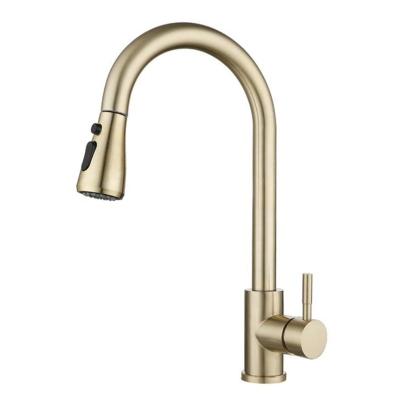 China Sense Faucets Pull Out Gold Stainless Steel Kitchen Sink Faucet for sale