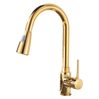 China Sense Faucets Popular Kitchen Pull Out Gold Sprayer Sink Faucet for sale