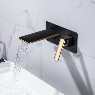 China Wall Mounted Rose Gold Wash Basin Taps Faucets New Product Valve Core Bathroom Sink Faucets Brass Material Faucets for sale