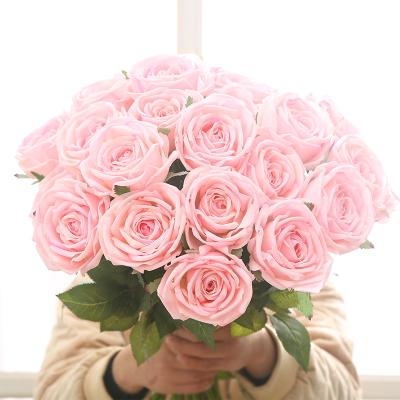 China Latest arrival durable single artificial rose for home and hotel decoration real touch rose artificial flowers for vase for sale