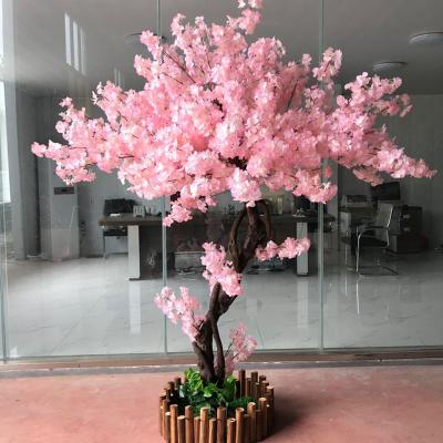 China Factory Sale Eco-friendly Artificial Cherry Blossom Tree White Pink Flower Tree For Hotel Wedding Decoration for sale