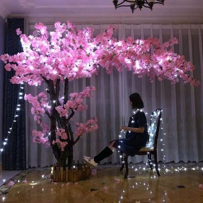 China Large Size Eco-friendly Wholesale Fake Cherry Blossom Artificial Tree Flowers Decoration For Mall Wedding Supplies for sale