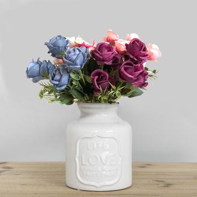 China Professional Eco-friendly Manufacturer 7 Heads Artificial Roses Bouquet For Home Decoration Wholesale Cheap Artificial Flowers for sale