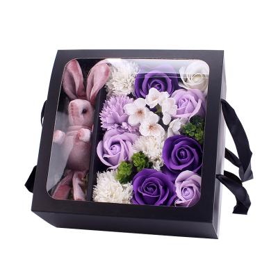 China 2021 New Sale Eco-friendly Artificial Soap Rose And Carnation Flower With Beautiful Gift Box For Mothers Day Valentine's Day Gift for sale