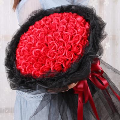 China Hot Sale Eco-friendly Classic Red 99 Roses Big Bouquet Artificial Soap Rose For Valentine's Day Birthday Wedding Events Flower Gift for sale