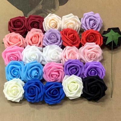 China Eco - Friendly Wholesale 8cm Diameter Artificial Foam Rose Stem Flowers For Cake Decorating Foam Rose In Bulk for sale