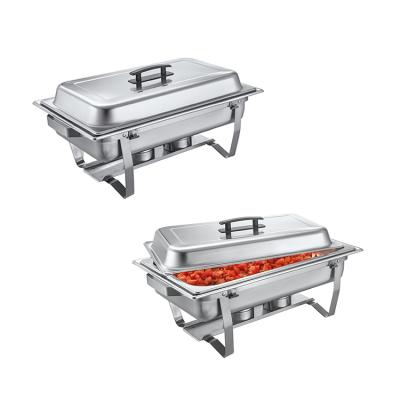 China Catering Full Size Dish Set Rectangular Round Beetle Dishes Shake Server Food Warmer Stainless Steel Chafing Dish 600x355x320mm for sale