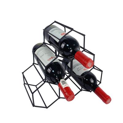 China Modern Steel Metal Wine Rack Wine Racks Countertops Wine Storage Display Standable Black Table Top Racks for sale