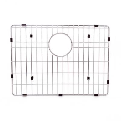 China Without Faucet Sink Drain Mat Bottom Grid Draining Holder Grates Metal Stainless Steel Kitchen Sink Grid Protector for sale