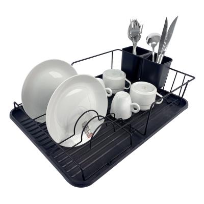 China Durable Durable Metal Dish Rack Kitchen Dish Drainer Utensil Rack Dish Drying Rack With Drainage for sale