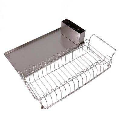 China Sustainable Wholesale Stainless Steel Dish Drying Rack With Utensil Holder And Tray Dish Rack Kitchen for sale