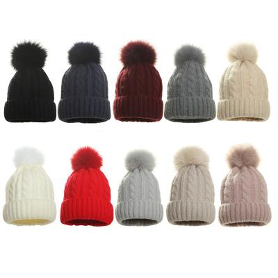 China Wholesale Adults Custom Arket Hat Pom Pom Fur Beanie Hats Womens Winter Hats COMMON for sale