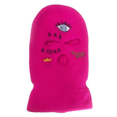 China JOINT Custom Knit Embroidery Logo Face Mask Winter Hat Balaclava Ski Mask 3 Hole Full Coverage Face Skimask for sale