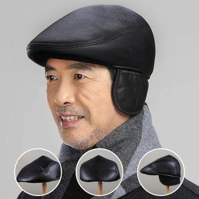 China High Quality Unisex Stylish Plaid Retro PU Men Flat-posted Duck Newsboy Berets Earmuff Ivy Hats for sale