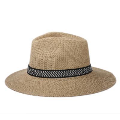 China Wholesale Custom Beach Striped Sun Straw Hats For Men Summer for sale