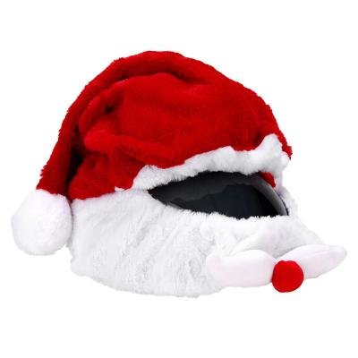 China Funny Christmas Hats Coral Fleece Santa Claus Cartoon Character Motorcycle Helmet Cover Device for sale