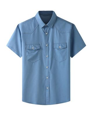 China Mens Summer Anti-Pilling Sleeve Cotton Cowboy Short Shirt Plus Size Denim Shirt for sale