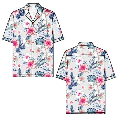 China Anti-pilling Men's Hawaiian Shirt Casual Print Long Sleeve Shirt Beach Vacation Wear Shirt for sale