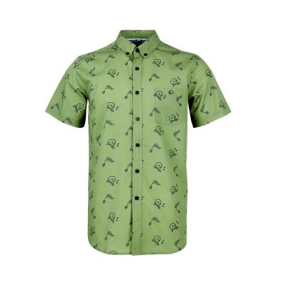 China Anti-pilling MJ WORKED CHEST POCKET COTTON SHORTS 100% SLEEVE SHIRT BUTTON DOWN COLLAR CUSTOM PRINTED MEN'S HAWAIIAN SHIRT for sale