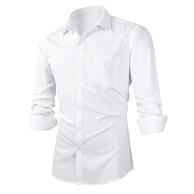 China Anti-pilling Men's Slim Fit Shirts Plus Size Button Up Shirt Dress Shirts Long Sleeve for sale