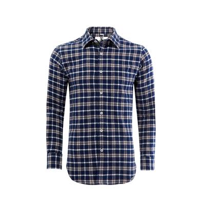 China Anti-pilling MJ WORKED BROWN NAVY MEN'S PLAID CASUAL SLIM FLANNEL SHIRT for sale