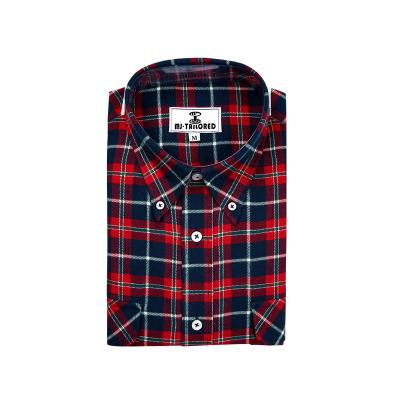 China Anti-pilling MJ WORKED WHOLESALE CUSTOM TWO CHEST POCKETS MEN'S BUTTON DOWN PLAID CHECK FLANNEL THICK SHIRT for sale