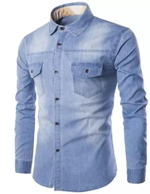 China Latest Design Men's Long Sleeve Anti-Pilling Retro Denim Shirts Turn Down Collar Casual Washed Shirts Plus Size Shirt For Men for sale