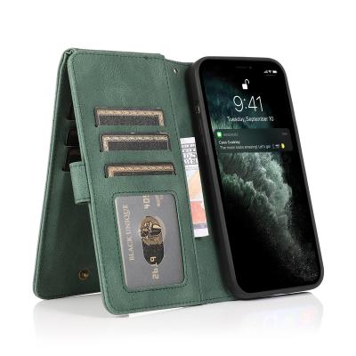 China New App iPhone13ProMaxMobile Multifunctional Shockproof Phone SamsungS21Wallet Card7PProtective Leather Case for sale