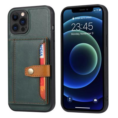 China Shockproof Phone Case SamsungS21Card back cover Xiaomi11Protective shellP30Back leather cover ApplicableiPhone13ProMaxMobile for sale