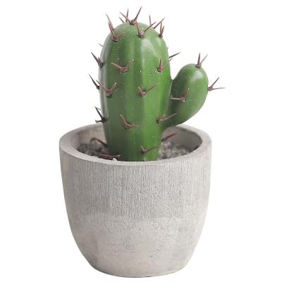 China Eco-friendly Artificial Succulent Cactus Potted Home Eco-friendly Succulent Plant Green Plant Living Room Decoration Simulation Cactus With Cement Basin for sale