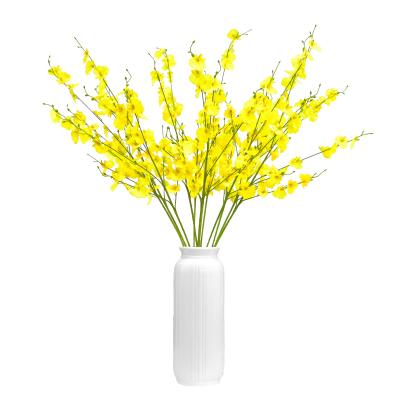 China Yellow Fake Flower Dancing Orchid Dancing Flower Phalaenopsis Bouquet Imitation Artificial Silk Wedding Flower Home Decoration for sale