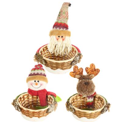 China 2021Christmas Supplies Eco-Friendly Decoration Eco-Friendly Bark Steric Candy Receptan Basket Dolls Decorating Basket Christmas GIF for sale