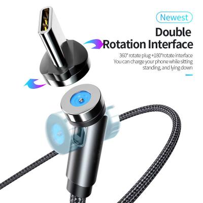 China Amazon Hot Seller 180 Rotating 360+180 Degree Cable + 360 Degree Rotation Bending Magnetic Charging Cable 3 In 1 Usb Magnetic Cable for sale