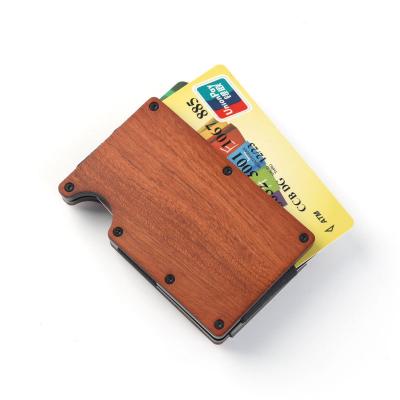 China RFID Blocking Protects Block Custom Logo Custom Men Slim Wood Form Simple Multiple Business ATM Credit Place Wood Card Holder for sale